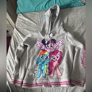 My Little Pony Gray Hoodie with Pink and Blue Characters